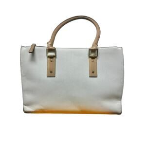 Kelly and Katie soft blue canvas large leather tote handbag